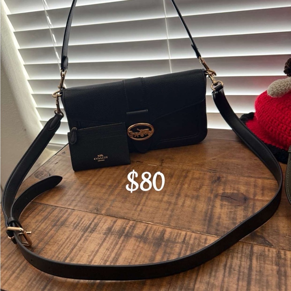 Coach Black Crossbody Bag with Gold Accents